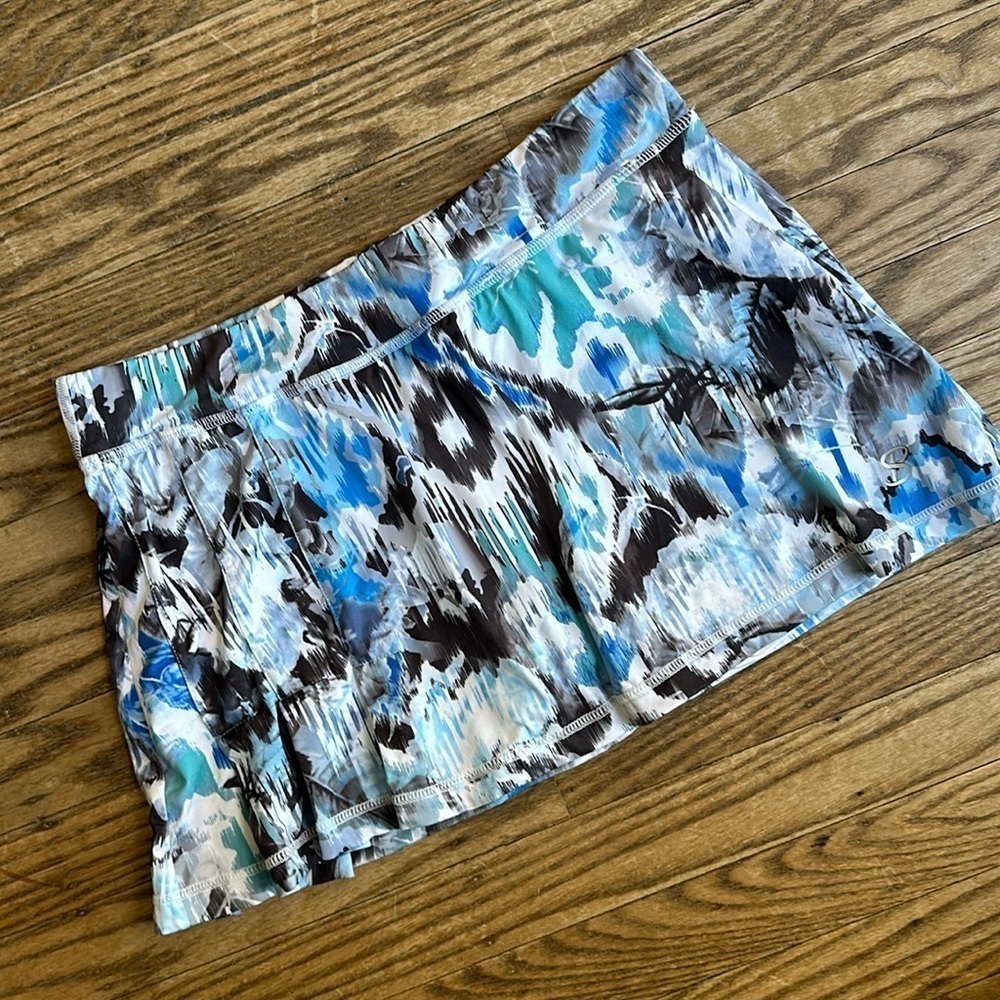 Sofibella 12" Tennis Pickleball Skort Blue Ikat Floral Print Size small EUC